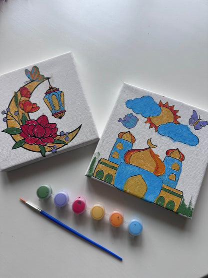 Mini stretched canvas paint kit