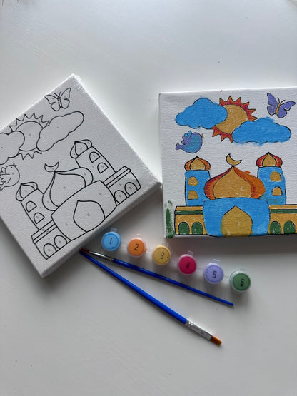 Mini stretched canvas paint kit