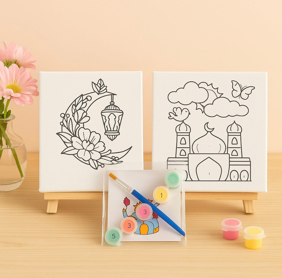 Mini stretched canvas paint kit